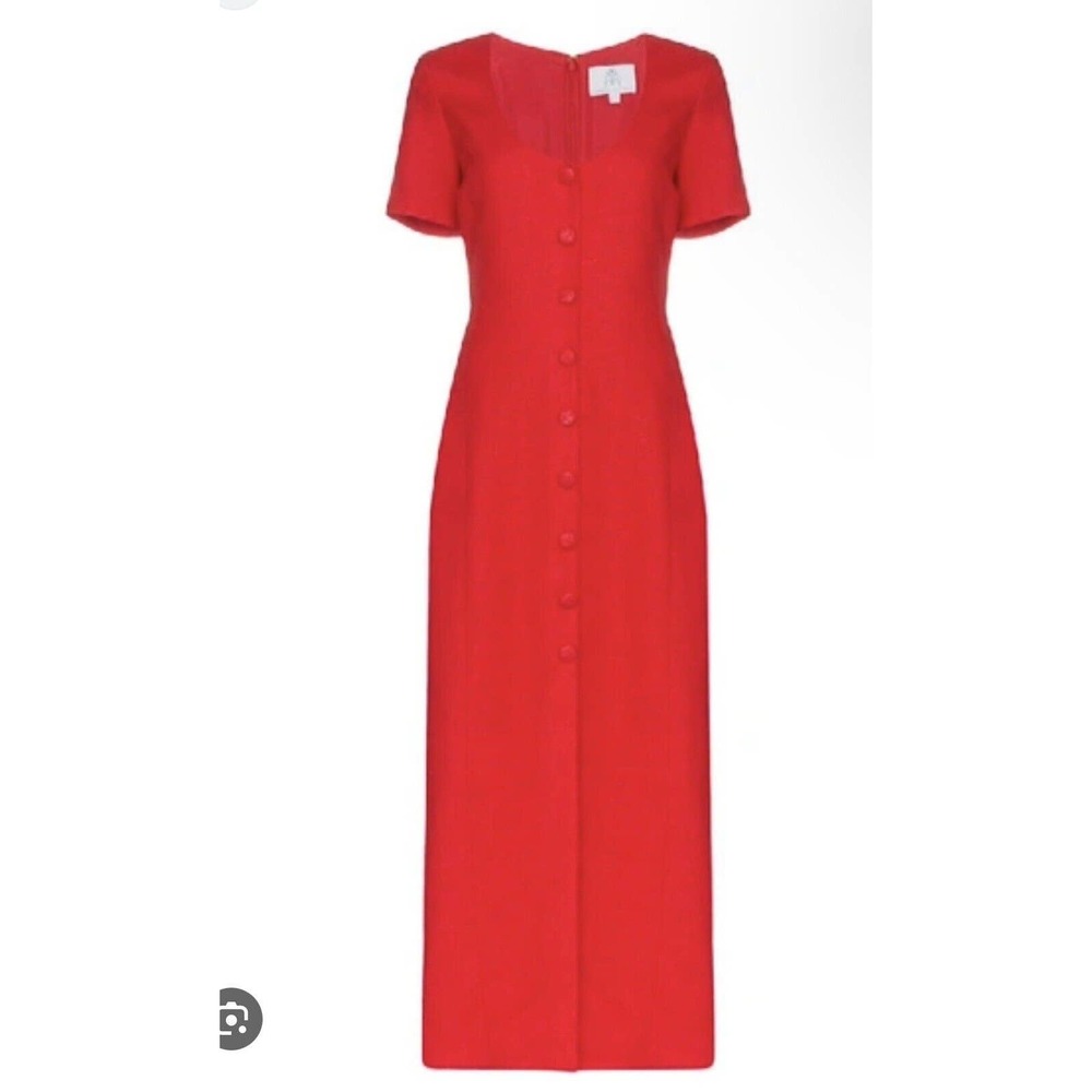 Rebecca De Revenel Lots Of Love Linen Silk Faux Button Dress